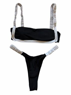 Black and White Two-Piece Bandeau Bikini